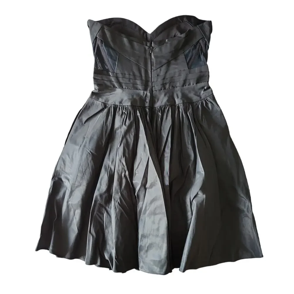 Marchesa Notte Strapless Sweetheart Neck Mini Cocktail Dress Black Gray Size 6